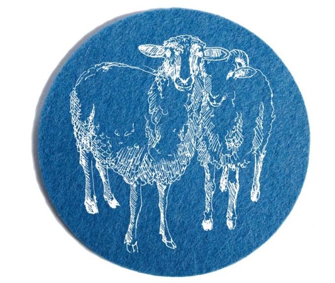 подставка, костер из войлок с овечкой, символом 2015 года