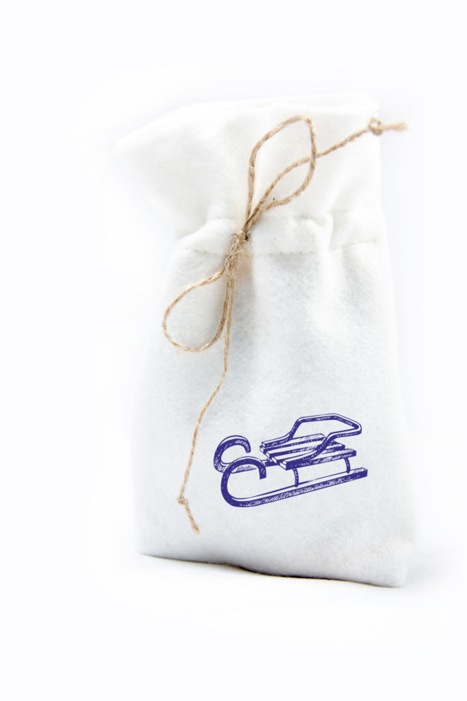 мешок из фетра с новогодним рисунком, упаковочный мешок, упаковка из фетра с логотипом