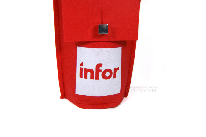 красная сумка из фетра для мини вина, с логотипом