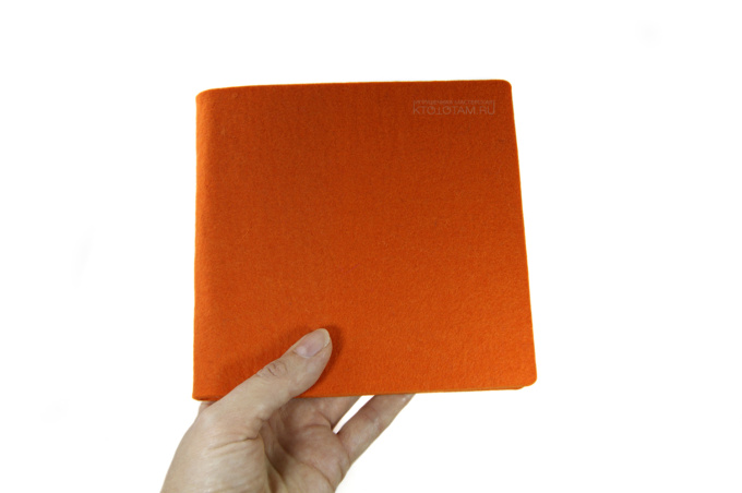ежедневник с гибкой фетровой обложкой квадратный оранжевый с логотипом на заказ