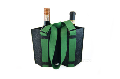 сумка из фетра для двух винных бутылок на ремне