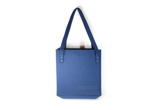 сумка из фетра синяя с внутренним карманом