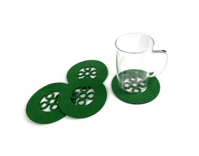 Зеленый набор подставок для чашек, подставка под горячее из фетра