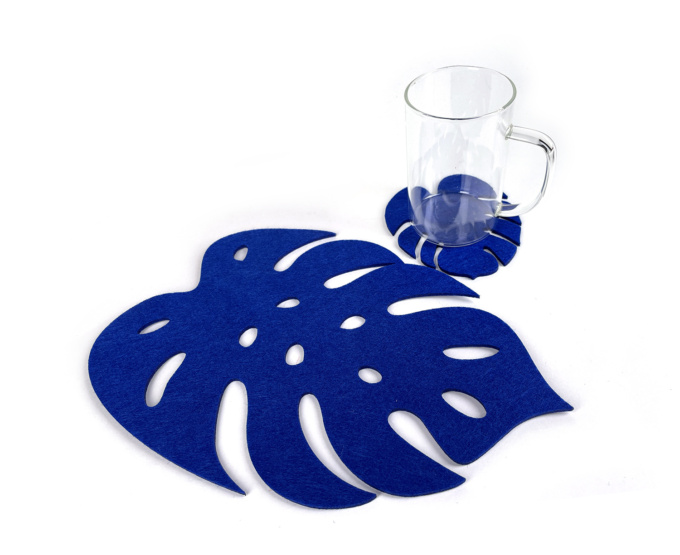Подставки для чашек и тарелок "Монстера"(разноцветные), подставка для горячего из фетра