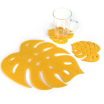 Подставки для чашек и тарелок "Монстера"(разноцветные), подставка для горячего из фетра по авторскому дизайну
