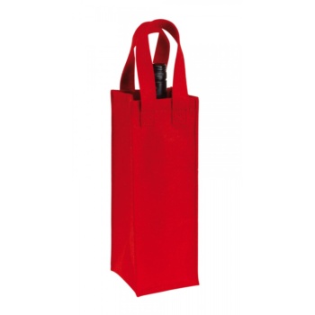 сумка красная для бутылки из фетра, подарки с символикой из фетра, сувениры для партнеров из войлока